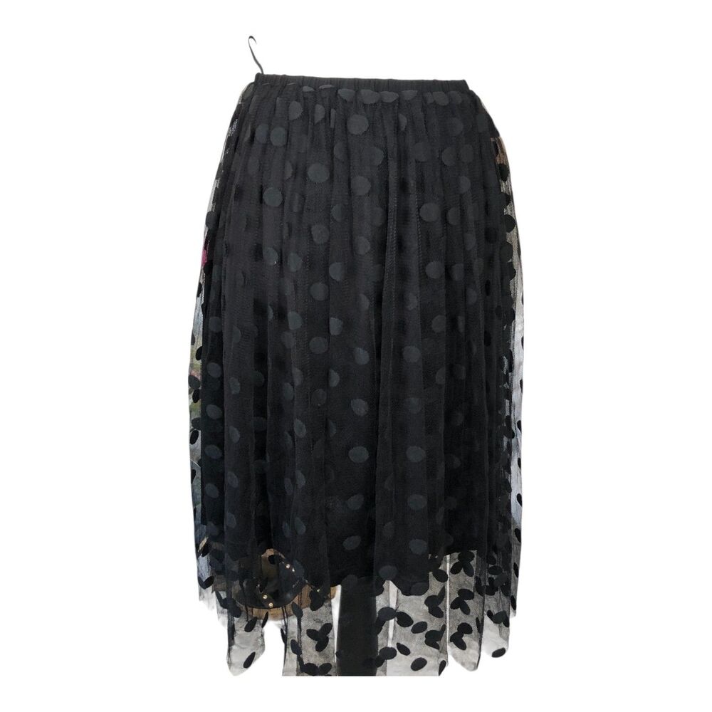 Lucy Paris Black Polka‎ Dot Mesh A-Frame Goth Whimsigoth Fairy Festival Skirt M